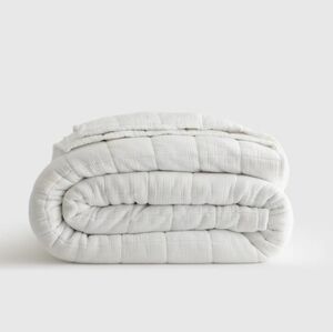 NWT QUINCE Organic Airy Gauze Box Quilt Full/Queen White